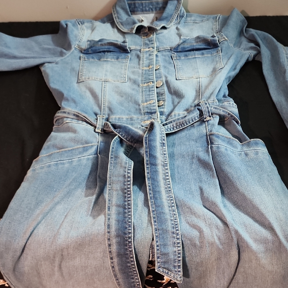 Women's Denim Belted Jumpsuit